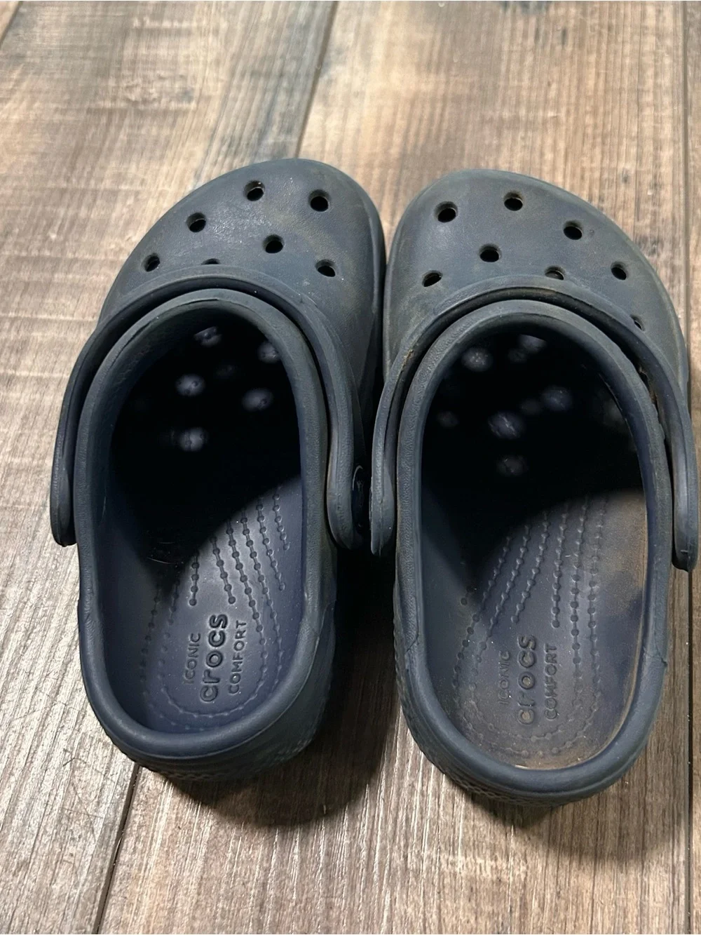 CROCS Baby Toddler C8 Blue Rubber Clogs Slip On Shoes Sandal